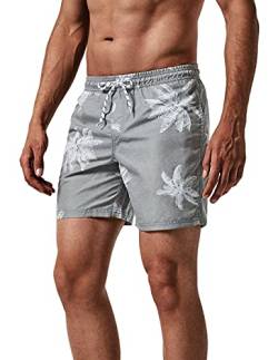 MaaMgic Herren Badehose Jungen Badeshorts Sporthose Schnelltrockend Sport Schwimmhose mit Mesh in vielen Farben, Größen XS - 2XL, Kokosnuss Grau S von MaaMgic