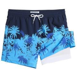 MaaMgic Herren Badehose lässige Badeshorts mit Kompression 2 in 1 | 5.5" Schnelltrocknend Swim Shorts Kurz Strandhose für Männer Mit Innenhose XS - XXL von MaaMgic