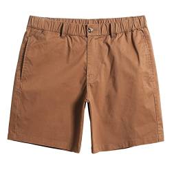 MaaMgic Herren Chino Shorts Bermuda Kurze Hose 7" | Essentials Herrenshorts aus 98% Baumwolle | lässig Arbeitshose Elastischer Bund mit Multi-Taschen | Regular Fit für Männer, Sommer,Nussbraun,32 von MaaMgic