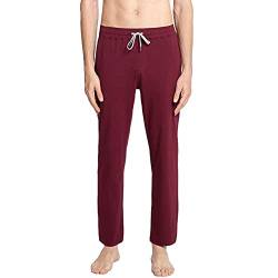 MaaMgic Herren Leichte Yogahose Jogginghose Baumwolle atmungsaktiv Trainingshose, Weinrot, S von MaaMgic