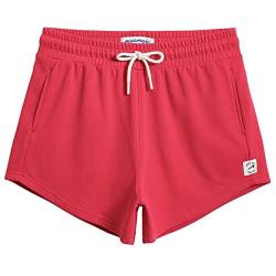 MaaMgic Jogginghose Damen Kurze Sweatshorts | kurz Sporthose Laufhose | Damen Shorts für Running Jogging Yoga Fitness Atmungsaktiv Freizeithose Gym XS-XXL MEHRWEG,Rot,L von MaaMgic