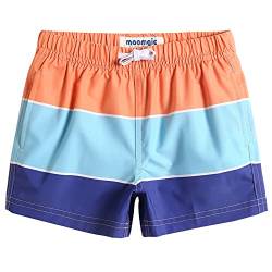 MaaMgic Jungens 4 Way Stretch Badehosen Schnelltrocknend Badeshorts mit Mesh-Futter Taschen und Verstellbarem Tunnelzug MEHRWEG， Orange Blau， 5-6 Jahre alt von MaaMgic