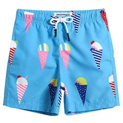 MaaMgic Kleine Jungen Badeshorts Schnelltrocknend Boardshorts mit Mesh-Futter Taschen und Verstellbarem Tunnelzug MEHRWEG, Kaleidoskop Blau, 3 Jahre von MaaMgic