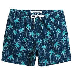 MaaMgic Kleine Jungen Badeshorts Schnelltrocknend Boardshorts mit Mesh-Futter Taschen und Verstellbarem Tunnelzug MEHRWEG, Navy Kokosnuss, 5-6 Jahre alt von MaaMgic