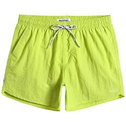 MaaMgic Nylon Badehose für Herren Schnelltrocknend Badeshorts Kurz Beachshorts für Strand und Wassersport, Fluorescein, L von MaaMgic