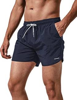 MaaMgic Nylon Badehose für Herren Schnelltrocknend Badeshorts Kurz Beachshorts für Strand und Wassersport MEHRWEG, Kurz Navy Blau, L von MaaMgic