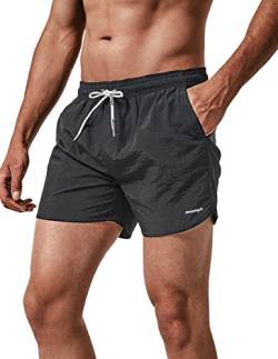 MaaMgic Nylon Badehose für Herren Schnelltrocknend Badeshorts Kurz Beachshorts für Strand und Wassersport MEHRWEG, Kurz Schwarz, L von MaaMgic