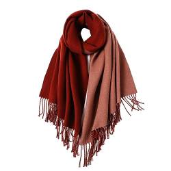 MaaMgic Schal Damen Pashmina Stola Warm Zweifarbig mit quasten/fransen Tücher für Frauen Abendkleider Hochzeit Festlich xxl Schals Herbst Winter Einfarbig Deckenschal MEHRWEG von MaaMgic