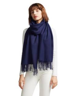 MaaMgic Schal Damen Warm Winter Herbst unifarben Baumwolle mit quasten/fransen, 40+ Farben Einfarbig & Kariert Pashmina xl Schals Stola MEHRWEG Navy Blau 2023 von MaaMgic