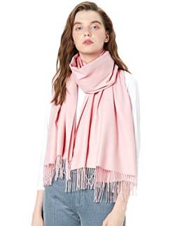 MaaMgic Schal Damen Warm Winter Herbst unifarben Baumwolle mit quasten/fransen, 40+ Farben Einfarbig & Kariert Pashmina xl Stola Schals MEHRWEG,Pink Rosa von MaaMgic