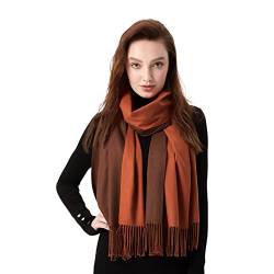 MaaMgic Schal Damen Zweifarbig Stola mit Baumwolle Herbst Winter Mehrfarbige Deckenschal MEHRWEG Braun Hellbraun von MaaMgic