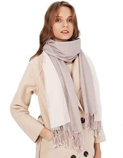 MaaMgic Schal Damen Zweifarbig Stola mit Baumwolle Herbst Winter Mehrfarbige Deckenschal MEHRWEG Pink Pink von MaaMgic