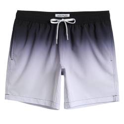 MaaMgic Stretch Badehose Herren Badeshorts Männer Schnelltrocknend Badehosen für Herren Boardshorts für Strand, Surf und Wassersport,Farbverlauf - Grau,XL von MaaMgic