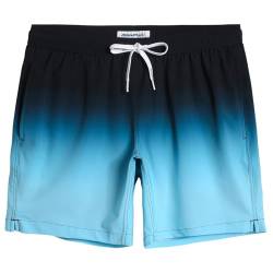 MaaMgic Stretch Badehose Herren Badeshorts Männer Schnelltrocknend Badehosen für Herren Boardshorts für Strand, Surf und Wassersport,Seeblau Gradient,S von MaaMgic