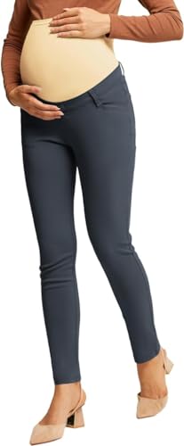 Frauen Maternity Hose mit verstellbarem elastischem Bund superweite Skinny Hose Dunkelgrau S von Maacie