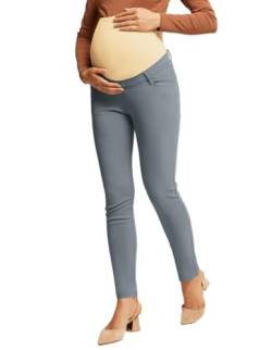 Komfortable Stretch Maternity Hose über den Bauch lässige Schwangerschaftshose für die Arbeit Pfauenblau XL von Maacie