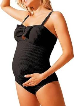 Maacie Mutterschaft Einteilige Badeanzüge V-Wired Schwangerschaft High Cut Badeanzüge Schwarz L von Maacie