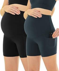 Maacie Schwangerschafts-Trainingsshorts Umstandsshorts Schnelltrocknende Ultraweiche Leichte Yoga-Shorts von Maacie