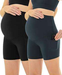 Maacie Schwangerschafts-Trainingsshorts Umstandsshorts Schnelltrocknende Ultraweiche Leichte Yoga-Shorts von Maacie