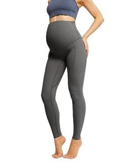 Maacie Umstands-Stretchhose Workout Pants Bequeme Hohe Taille Leggings über den Bauch Dunkelgrau XL MC0340A23-02 von Maacie