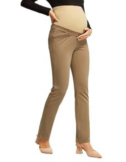 Maaice Hose für Damen Modische Schwangerschaftsleggings mit Taille Zugänglichen Taschen Beige L MC0332A23-03 von Maacie
