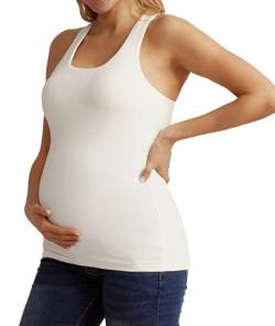 Schwangeren-Unterhemd Damen Umstands Tank-Top Frauen-Unterhemd Mit Langem Oberteil Ohne Stahlrin Weiß XL von Maacie