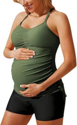 Schwangerschaft Bademode Stretch Skiny Schwangerschaft mit Slip Grün L von Maacie