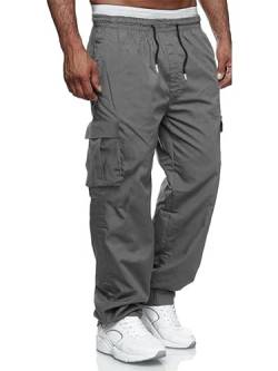 Maavoki Cargohose Herren Relaxed Fit Baumwolle mit Gummizug, Outdoor Freizeithose Casual Wanderhose Herren mit Multi Taschen Dunkelgrau XL von Maavoki