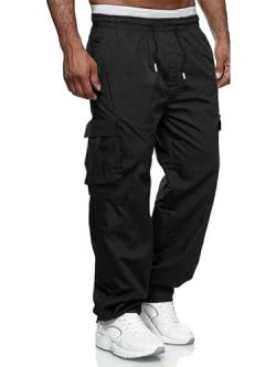 Maavoki Cargohose Herren Relaxed Fit Baumwolle mit Gummizug, Outdoor Freizeithose Casual Wanderhose Herren mit Multi Taschen Schwarz M von Maavoki