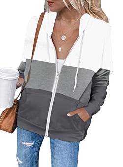 Maavoki Damen Zip Up Hoody Leichte Oberteile Yoga Jacken Kordelzug Hoodie mit Taschen von Maavoki