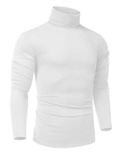 Maavoki Herren Langarmshirts Rollkragen Regular Fit Rollkragenpullover Basic Stretchy Casual Tops Sweatshirt Weiß XL von Maavoki