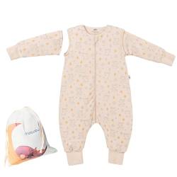 Mababu Ganzjahres Baby Schlafsack mit Füßen & abnehmbaren Ärmeln - 1.5 TOG - 100% GOTS Bio-Baumwolle - Ganzjähriger Kinderschlafsack mit Füßen- umklappbare Bündchen - Hase, 100cm von Mababu