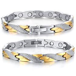 Mabohity 2 Pcs Paare Armband aus reinem Titanmagnet, Freundschaft Armband für 2, Gold Silber von Mabohity