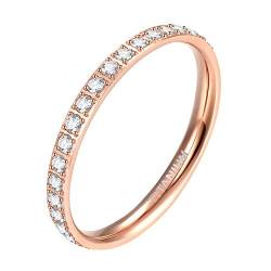 Mabohity Eternity Ringe Damen aus hochwertige Titan für Frauen, Mädchen, 2mm Rosegold, Größe 54 von Mabohity