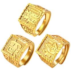 Mabohity Glück Bereichern Drache Ring: 3 PCS Herren Stamp Ring Set Einstellbare Größe Symbol für Glück Reichtum Vermögen von Mabohity