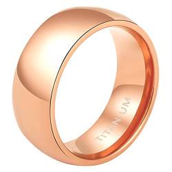 Mabohity Ring Damen Hochpoliert Titan Ring Titanium Ehering Verlobungsring Trauring Freundschaftsring Partnerring Hochzeit Band, Rosegold 8mm Breite, Größe 47 (15.0) von Mabohity