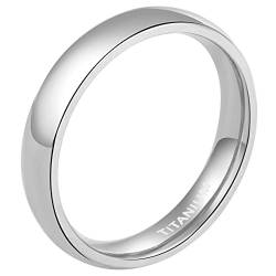 Mabohity Ring Damen Hochpoliert Titan Ring Titanium Ehering Verlobungsring Trauring Freundschaftsring Partnerring Hochzeit Band, Silber 4mm Breite, Größe 47 (15.0) von Mabohity