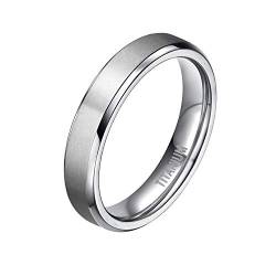 Mabohity Ring Herren/Damen Matt + Hochpoliert Titan-Ring Titanium 4mm Breit Ehering Verlobungsring Trauring Freundschaftsring Partnerring Hochzeit Band, Silber, Größe 54 von Mabohity