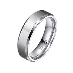 Mabohity Ring Herren/Damen Matt + Hochpoliert Titan-Ring Titanium 6mm Breit Ehering Verlobungsring Trauring Freundschaftsring Partnerring Hochzeit Band, Silber, Größe 49 von Mabohity