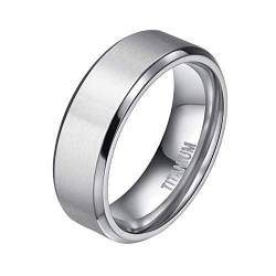 Mabohity Ring Herren/Damen Matt + Hochpoliert Titan-Ring Titanium 8mm Breit Ehering Verlobungsring Trauring Freundschaftsring Partnerring Hochzeit Band, Silber, Größe 54 von Mabohity