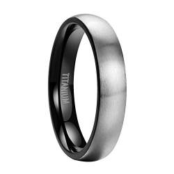 Mabohity Ring Herren/Damen Matt Gebürsteter Titan-Ring Titanium 4mm Breit Gewölbt Ehering Verlobungsring Freundschaftsring Hochzeit Band, Schwarz Silber, Größe 47 von Mabohity