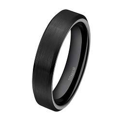 Mabohity Ring Herren/Damen Matt Poliert Titan-Ring Titanium 4mm Breit Ehering Verlobungsring Freundschaftsring Partnerring Hochzeit Band, Schwarz, Größe 49 von Mabohity