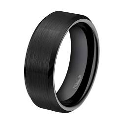 Mabohity Ring Herren/Damen Matt Poliert Titan-Ring Titanium 8mm Breit Ehering Verlobungsring Freundschaftsring Partnerring Hochzeit Band, Schwarz, Größe 60 von Mabohity