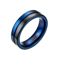 Mabohity Ring Herren 6mm Breite Personalisierte Gravur Wolframcarbid Ehering Verlobungsring Partnerring Geschenk Schwarz&Blau Größe 4 bis 14 von Mabohity