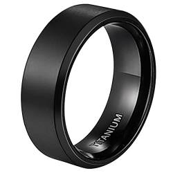 Mabohity Titan-Ring Herrenring Damenring 6mm 8mm Breit Titanium Ehering Verlobungsring Freundschaftsring Partnerring Paar Hochzeit Band, Schwarz (nur Damen) von Mabohity