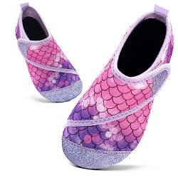 Badeschuhe Kinder Schwimmschuhe Wasserschuhe Schnell Trocknend Strandschuhe Aquaschuhe Hüttenschuhe für Mädchen Baby Beach Pool (Violett YI,10.5/11 UK Child,28/29 EU) von Mabove