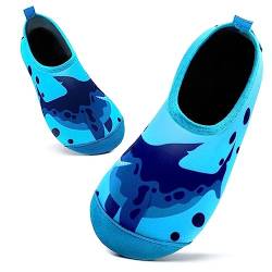 Badeschuhe Kinder Schwimmschuhe Wasserschuhe Schnell Trocknend Strandschuhe Aquaschuhe für Jungen Mädchen Baby Beach Pool(Hai Blau,10.5/11 UK Child,28/29 EU) von Mabove