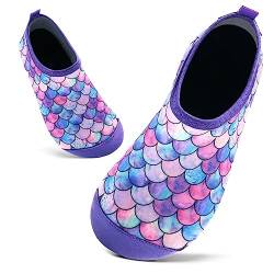 Badeschuhe Kinder Schwimmschuhe Wasserschuhe Schnell Trocknend Strandschuhe Aquaschuhe für Jungen Mädchen Baby Beach Pool(Pink Violett YL,12/12.5 UK Child,30/31 EU) von Mabove