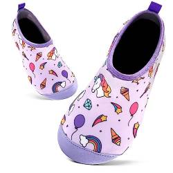 Badeschuhe Kinder Schwimmschuhe Wasserschuhe Schnell Trocknend Strandschuhe Aquaschuhe für Mädchen Baby Beach Pool(Kleines Einhorn Pink,1/2 UK Child,16/17 EU) von Mabove