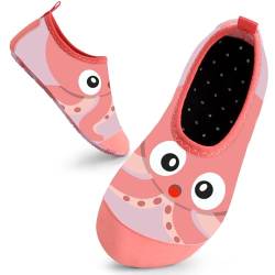 Badeschuhe Kinder Schwimmschuhe Wasserschuhe Schnell Trocknend Strandschuhe Aquaschuhe für Mädchen Baby Beach Pool(Rosa Oktopus,26/27 EU) von Mabove